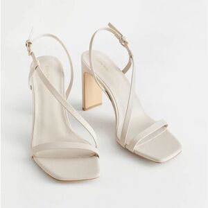 & Other Stories Tan Vegan Strappy Square Toe Heeled Sandals EU 38